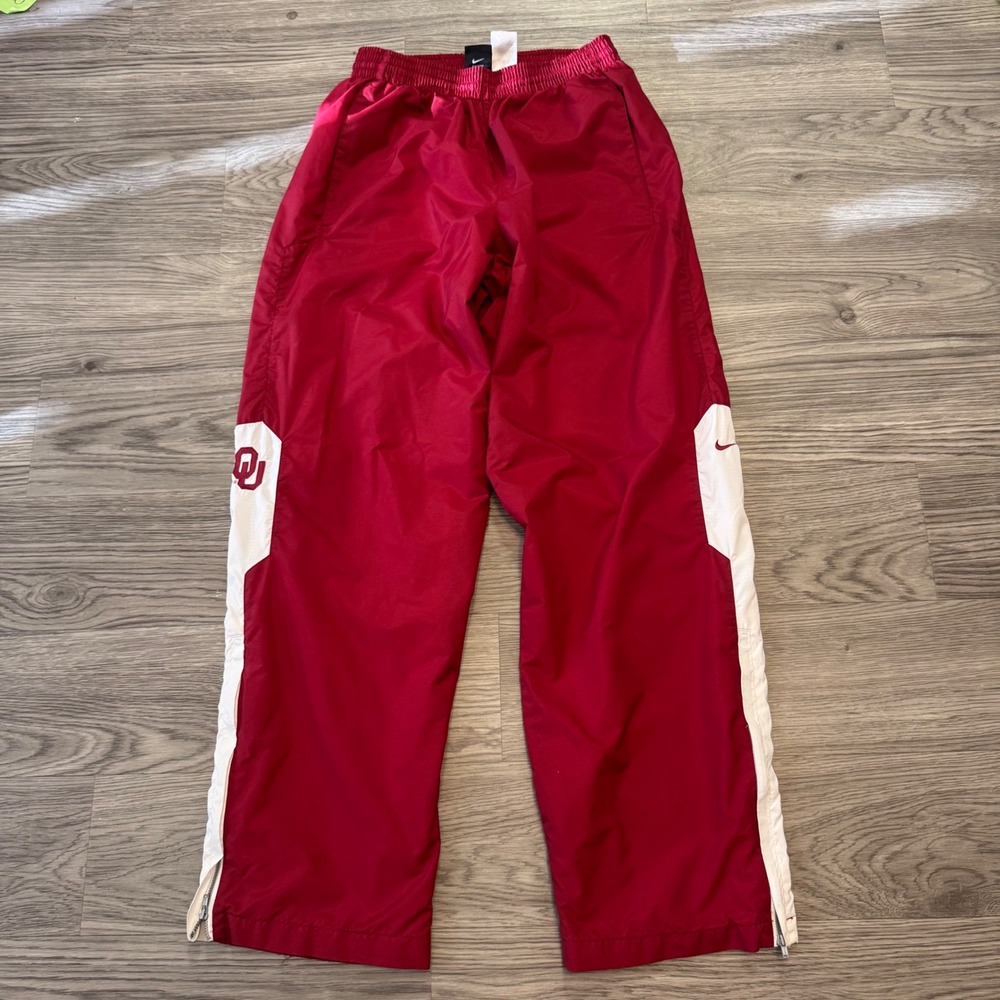 Vintage Y2K Nike Team Oklahoma Sooners OU Track Pants Red White Mens Medium
